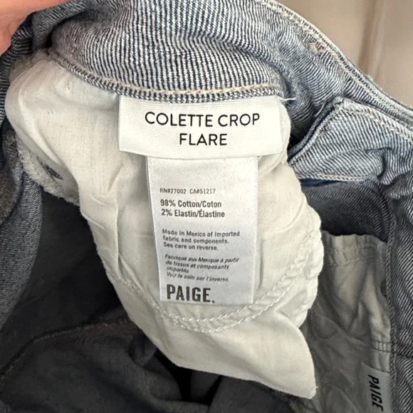 PAIGE Colette Crop Flare Jeans Blaine Destructed Medium Wash Distress 28 - Picture 5 of 6